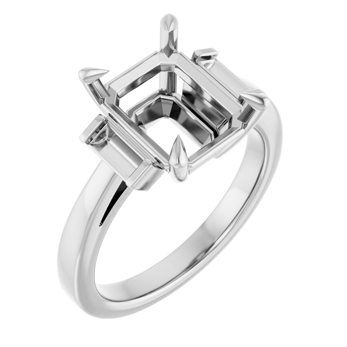 Claw-Prong Three-Stone Engagement Ring or Band