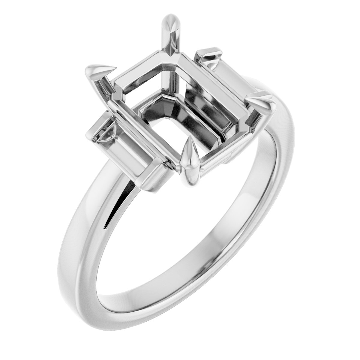 Claw-Prong Three-Stone Engagement Ring or Band
