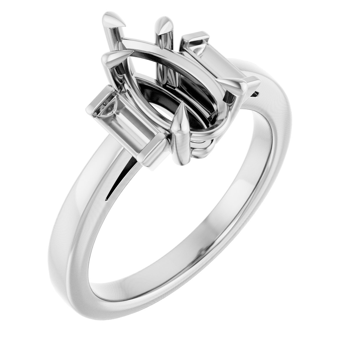 Claw-Prong Three-Stone Engagement Ring or Band