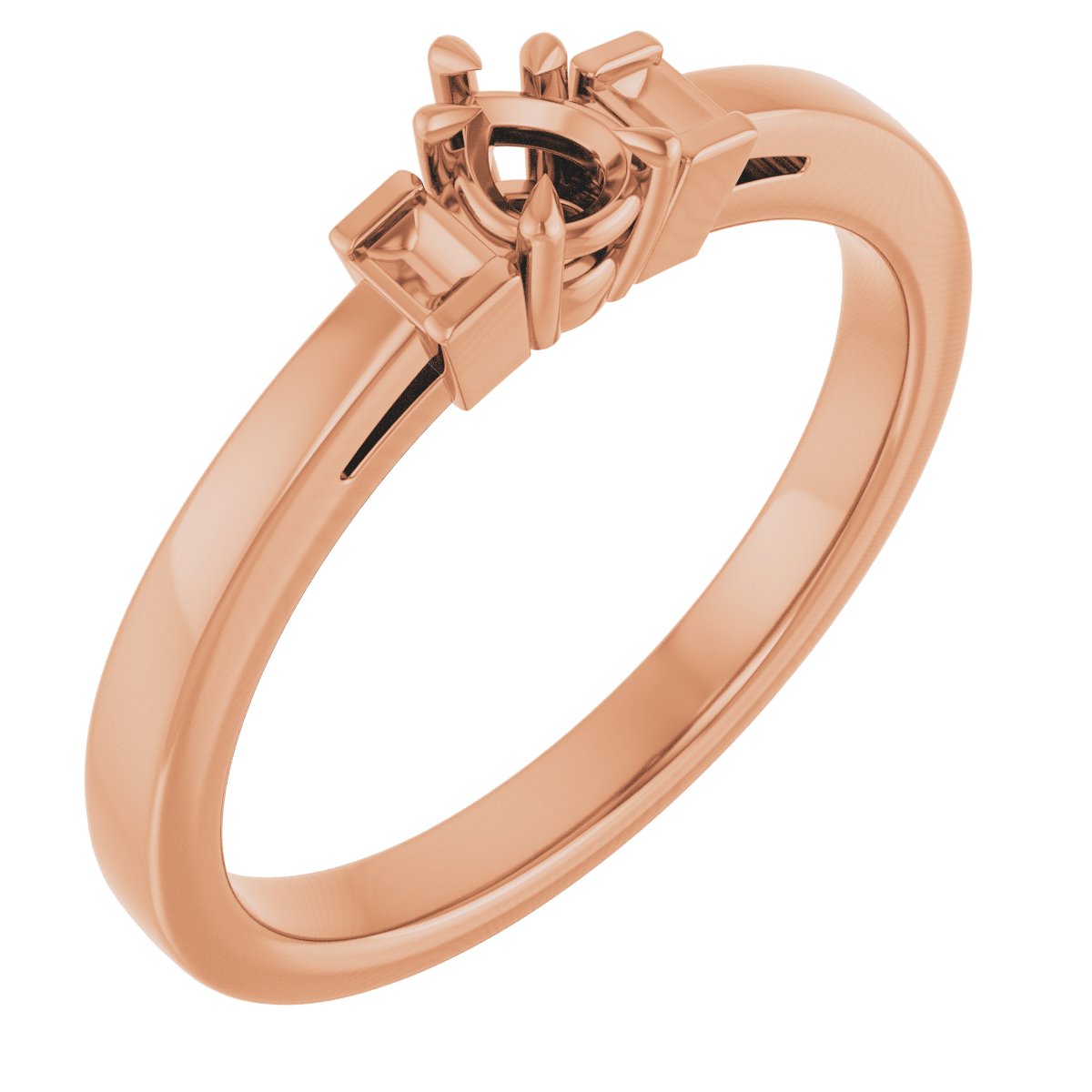 Claw-Prong Three-Stone Engagement Ring or Band