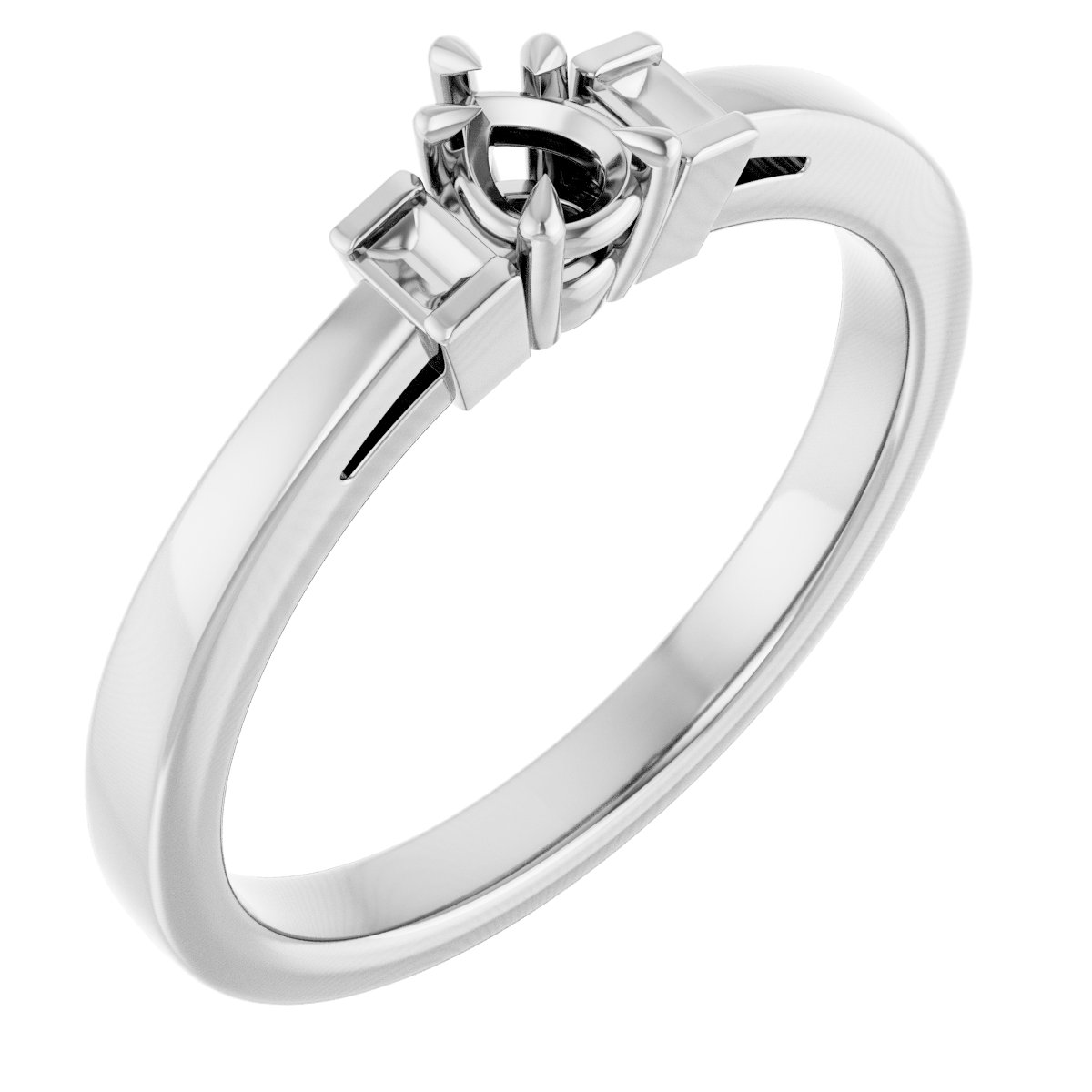 Claw-Prong Three-Stone Engagement Ring or Band