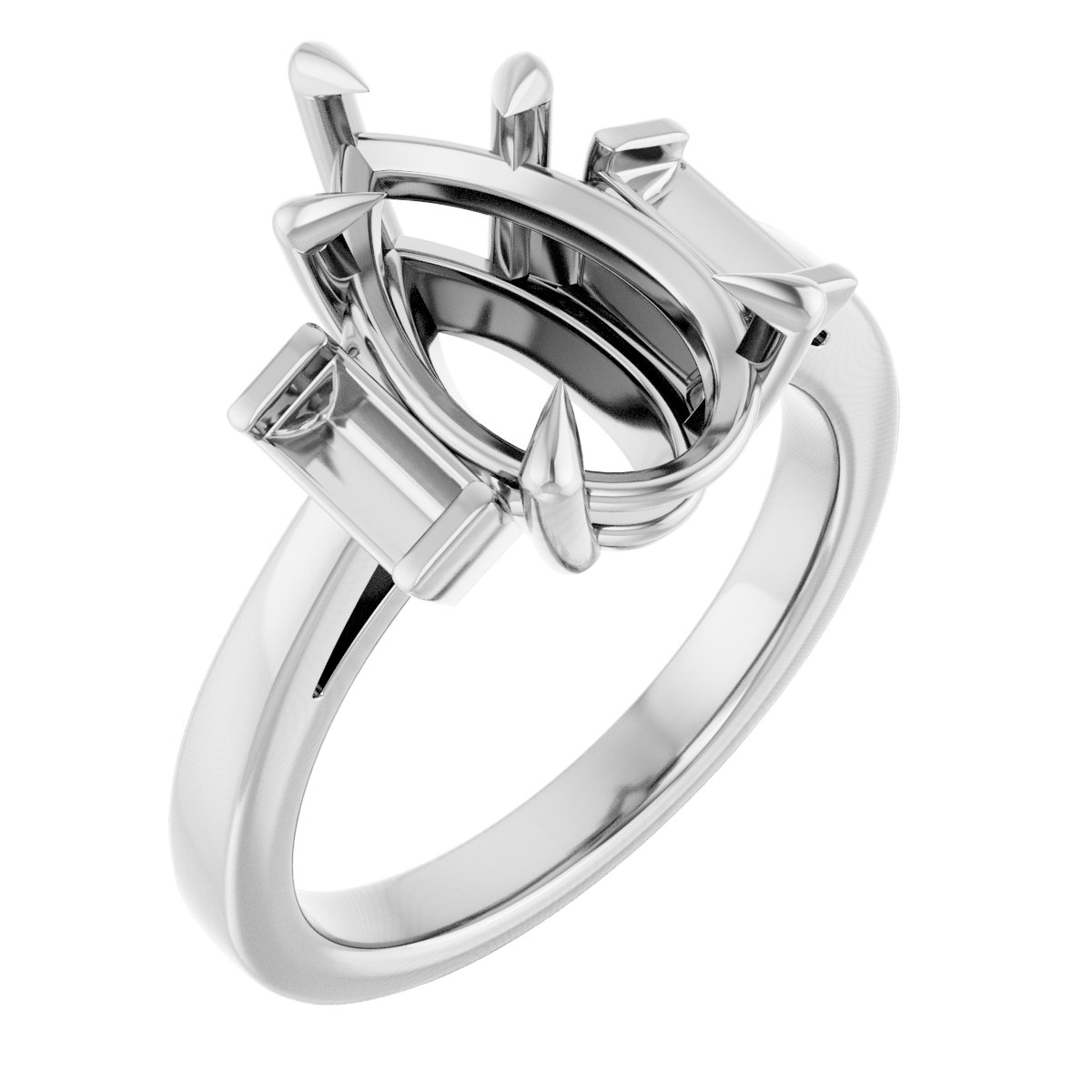 Claw-Prong Three-Stone Engagement Ring or Band