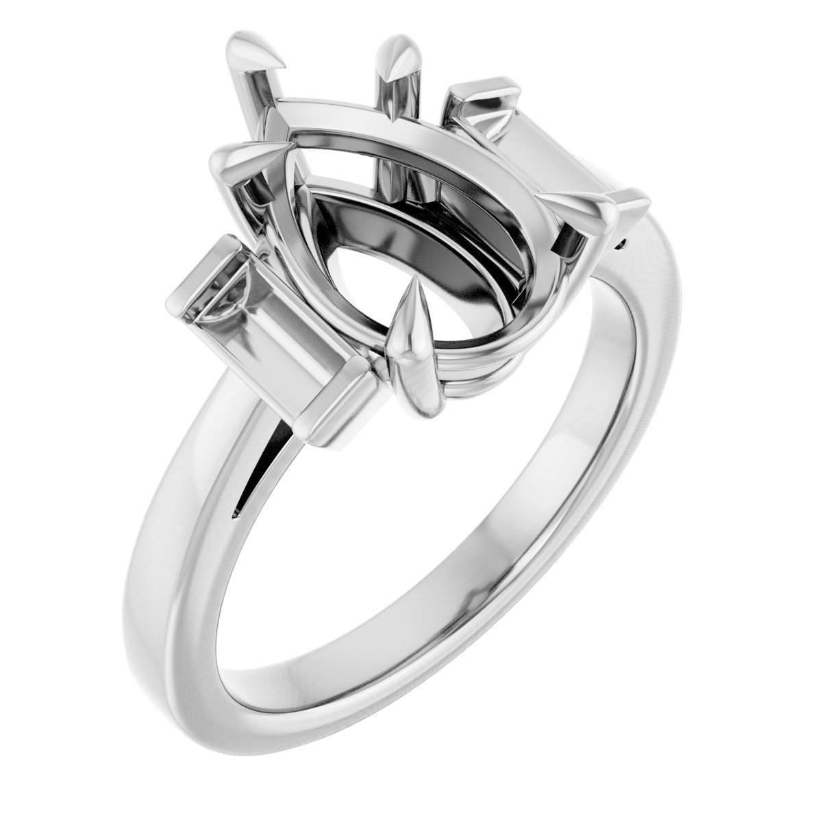 Claw-Prong Three-Stone Engagement Ring or Band