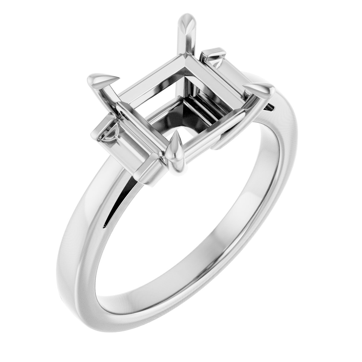 Claw-Prong Three-Stone Engagement Ring or Band
