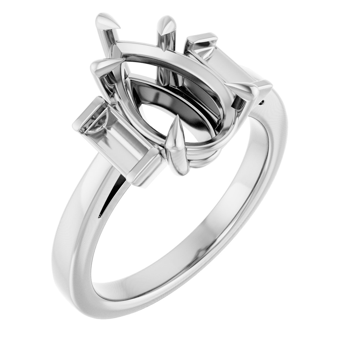 Claw-Prong Three-Stone Engagement Ring or Band