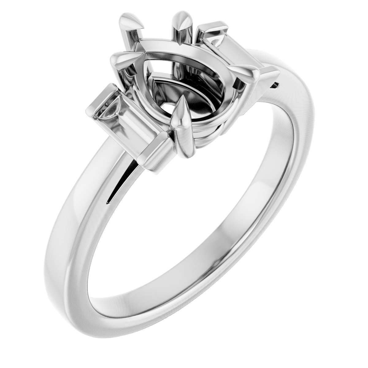 Claw-Prong Three-Stone Engagement Ring or Band