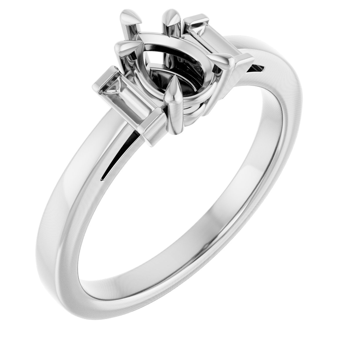 Claw-Prong Three-Stone Engagement Ring or Band