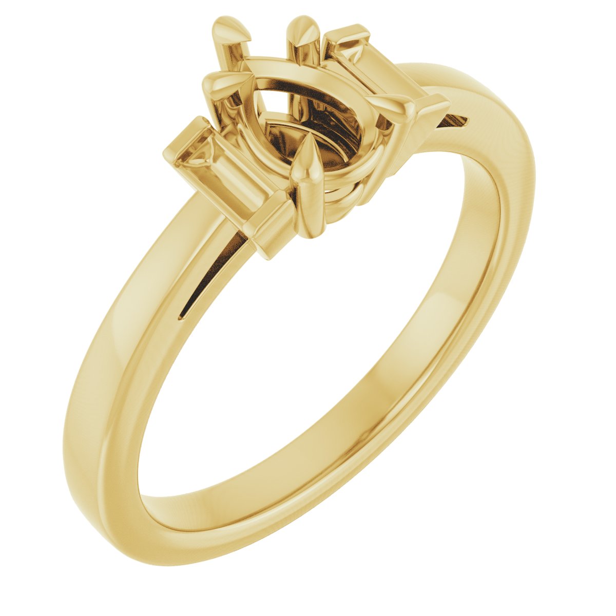 Claw-Prong Three-Stone Engagement Ring or Band