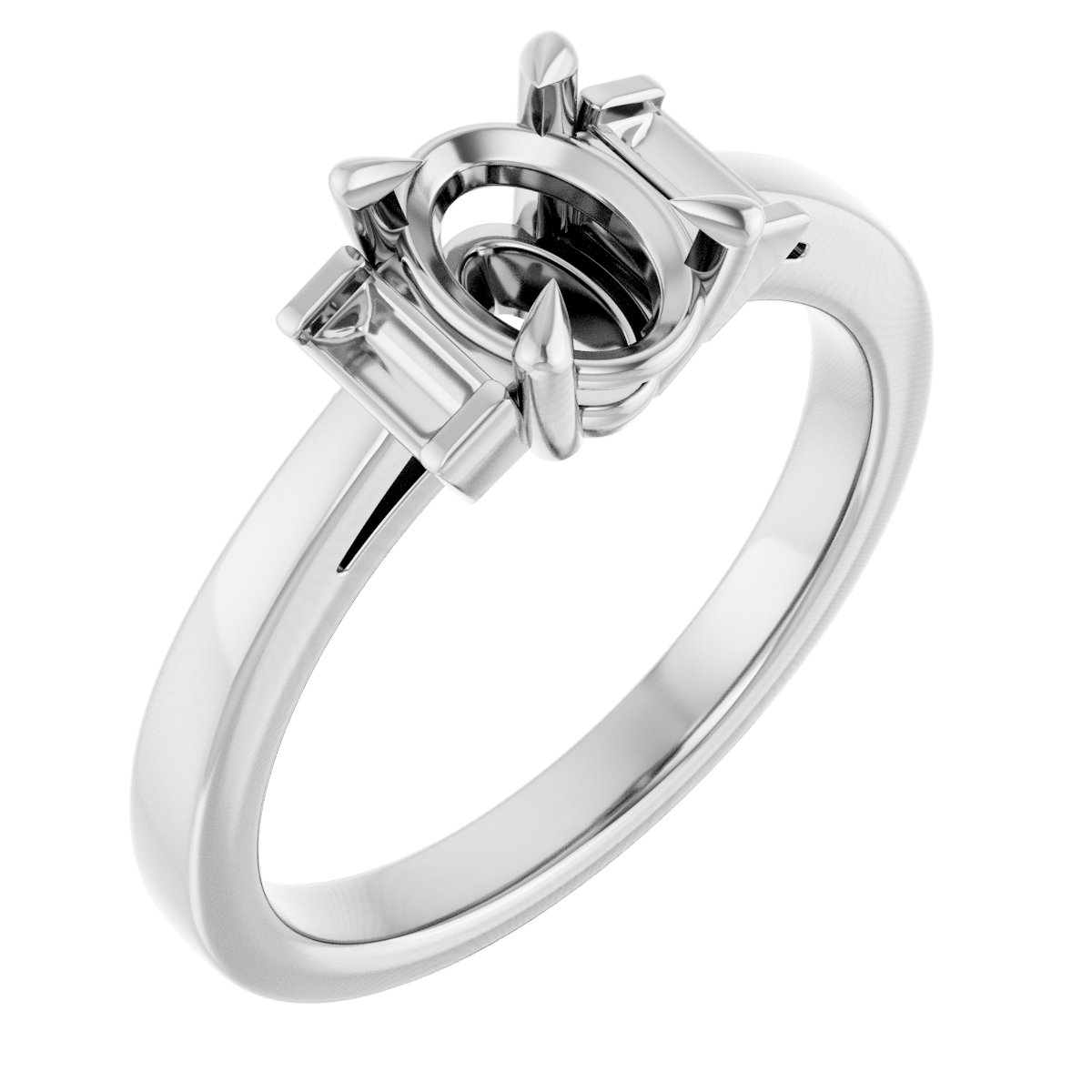 Claw-Prong Three-Stone Engagement Ring or Band
