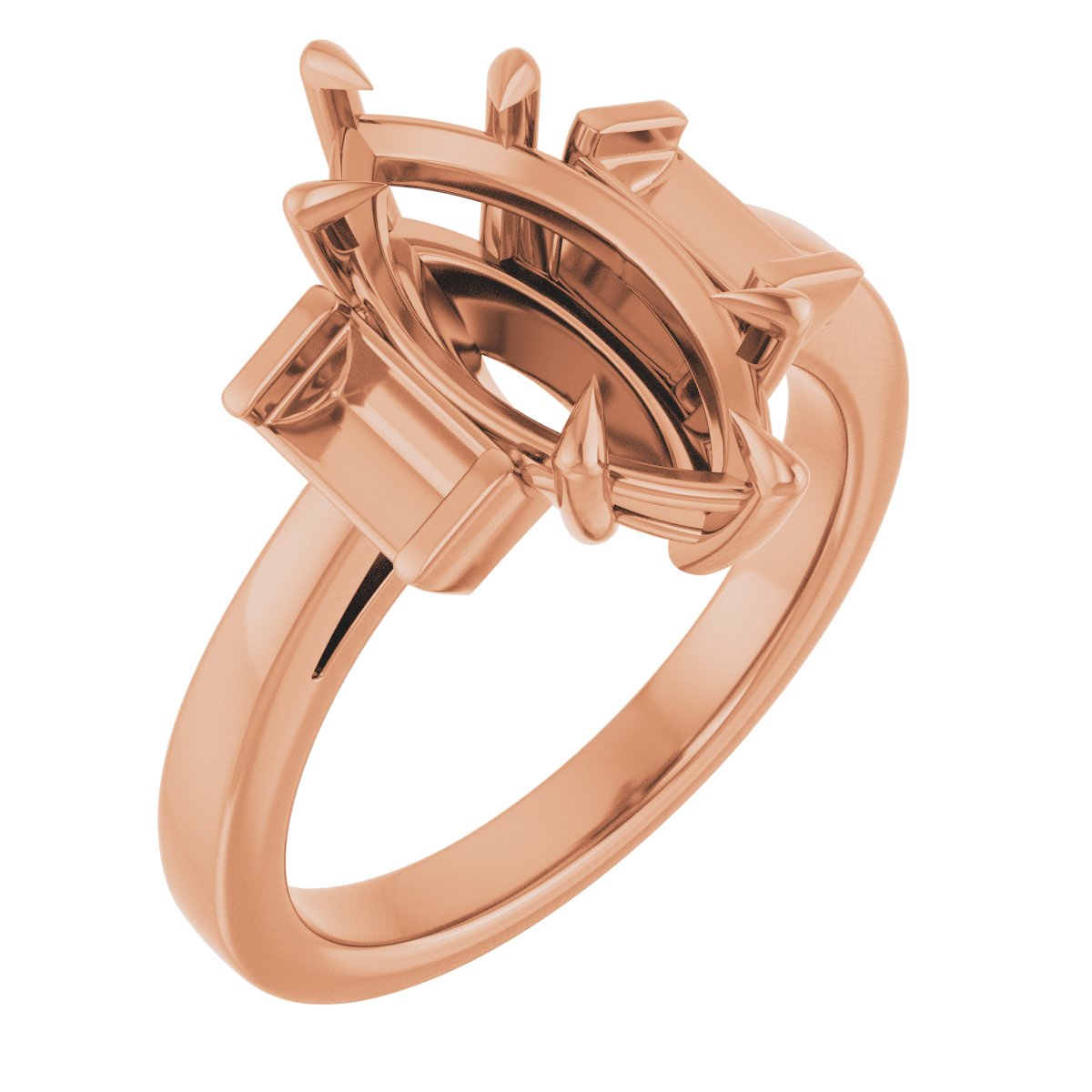 Claw-Prong Three-Stone Engagement Ring or Band