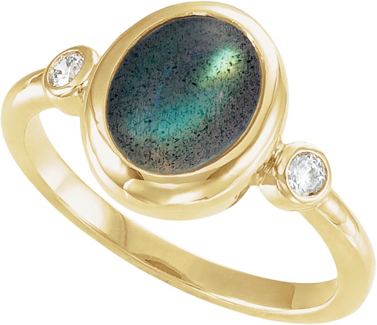 Accented Cabochon Bezel-Set Ring