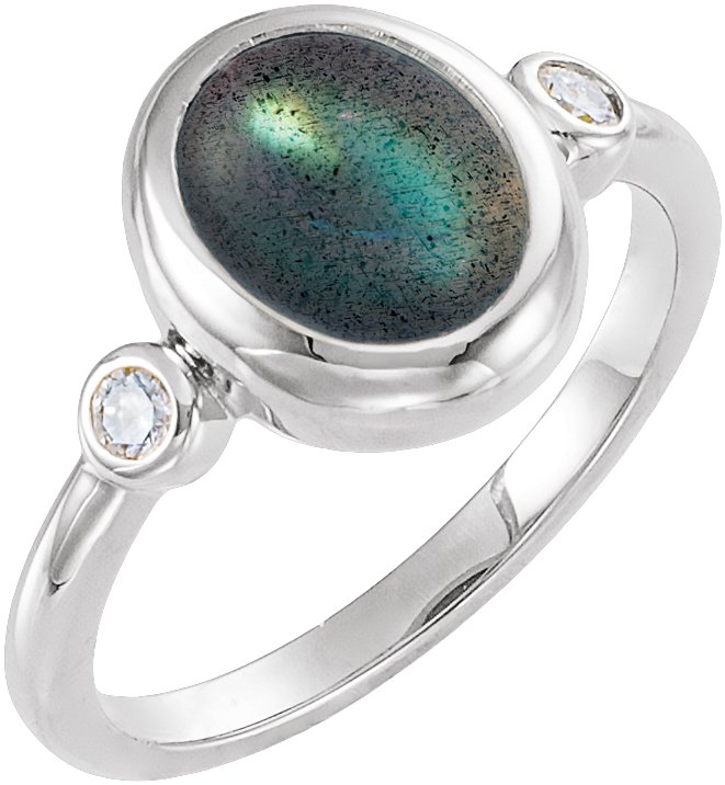 Accented Cabochon Bezel-Set Ring