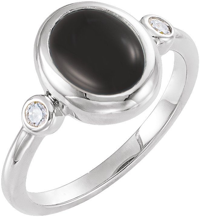 Accented Cabochon Bezel-Set Ring