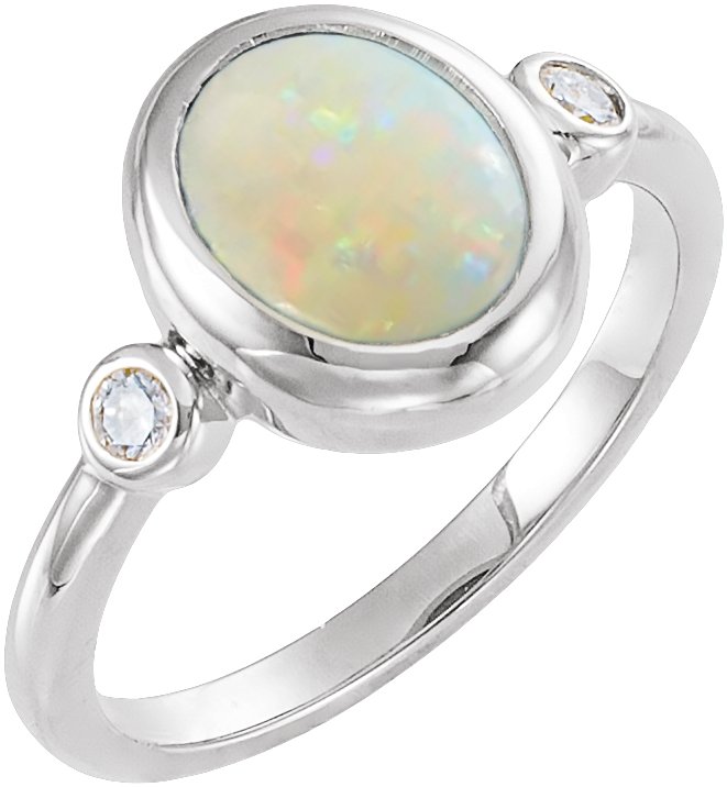 Accented Cabochon Bezel-Set Ring