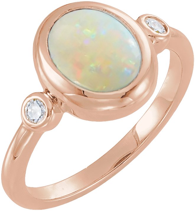 Accented Cabochon Bezel-Set Ring