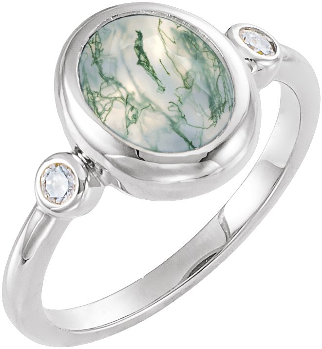 Accented Cabochon Bezel-Set Ring