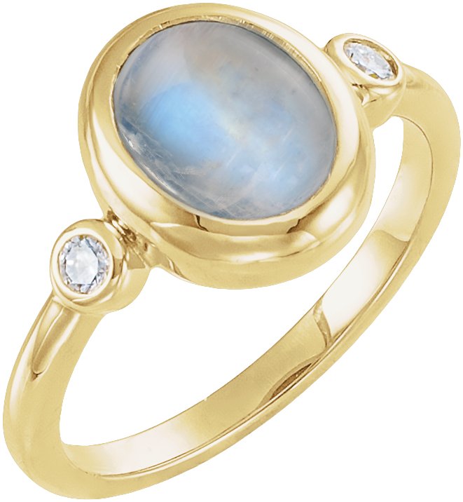 Accented Cabochon Bezel-Set Ring
