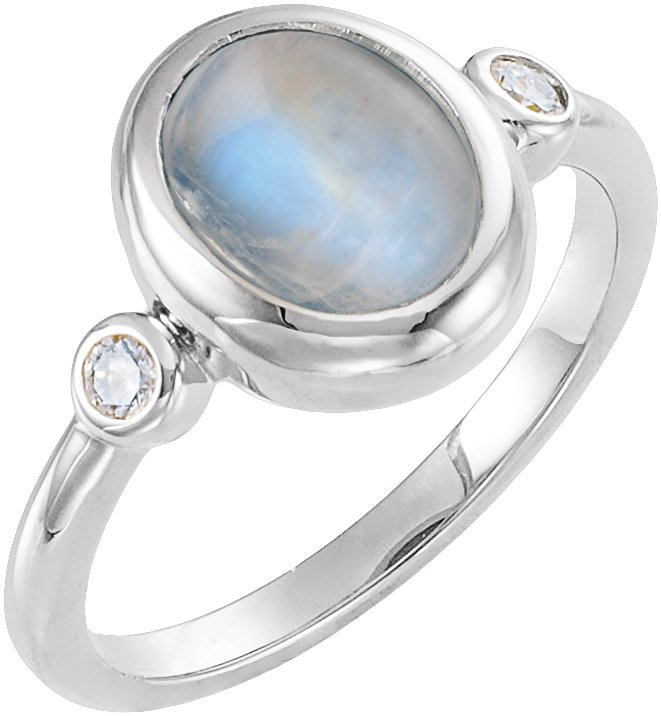 Accented Cabochon Bezel-Set Ring
