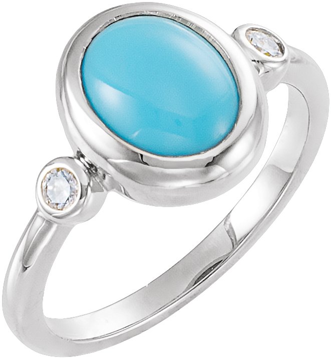 Accented Cabochon Bezel-Set Ring
