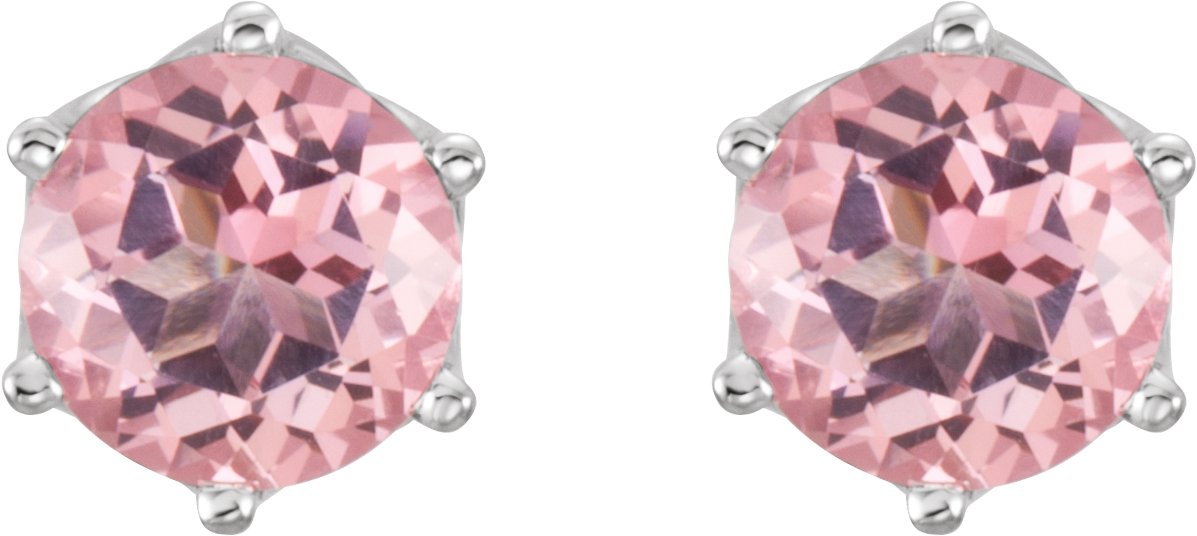 14K White Natural Pink Morganite Earrings