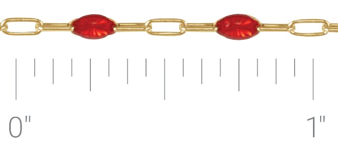 14K Yellow Gold-Filled 1.6 mm Pink Enamel Bead Paperclip-Style Chain by the Inch