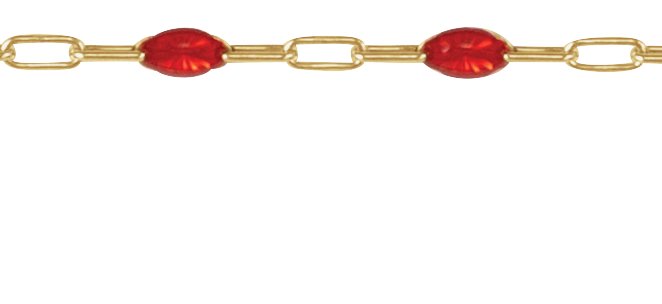 14K Yellow Gold-Filled 1.6 mm Pink Enamel Bead Paperclip-Style Chain by the Inch view 2