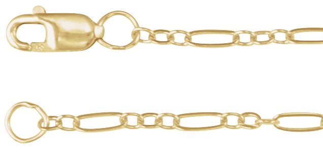 14K Yellow Gold-Filled 1.8 mm Figaro 16-18 Chain