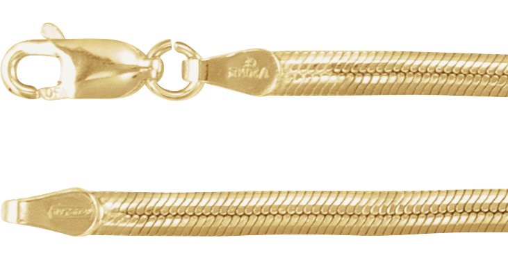 14K Yellow Gold-Filled 3 mm Oval Snake 16 Chain