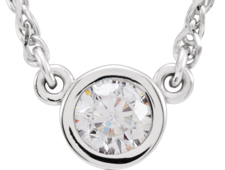 14K White 1/4 CTW Natural Diamond Bezel-Set Solitaire 18 Necklace