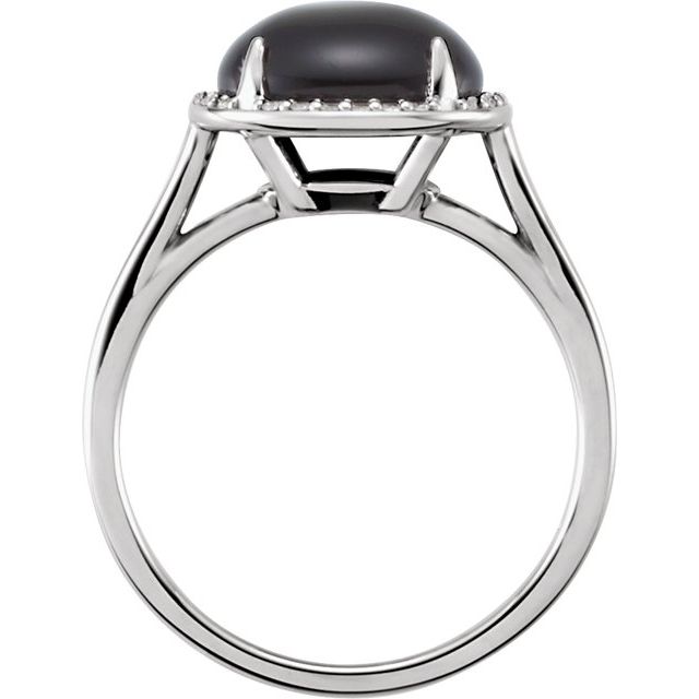 14K White Natural Black Onyx & .06 CTW Natural Diamond Ring