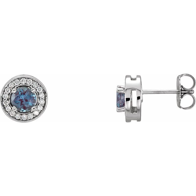Round 4-Prong Halo-Style Earrings