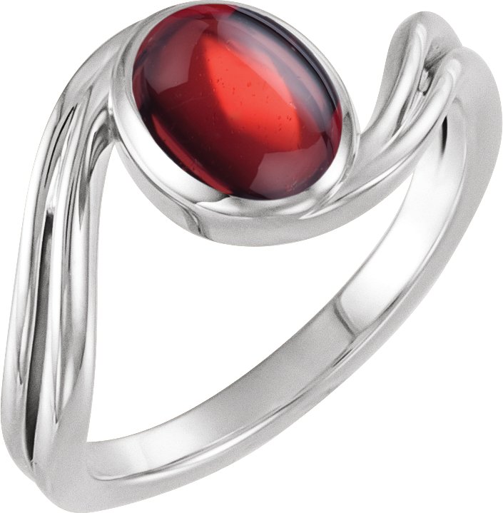 Cabochon Bezel-Set Bypass Ring