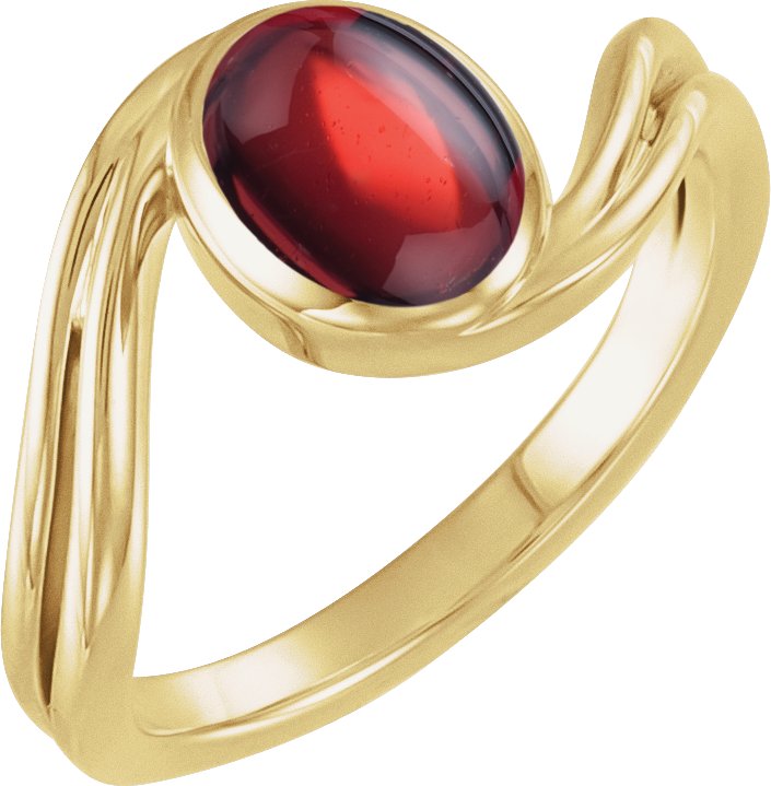 Cabochon Bezel-Set Bypass Ring