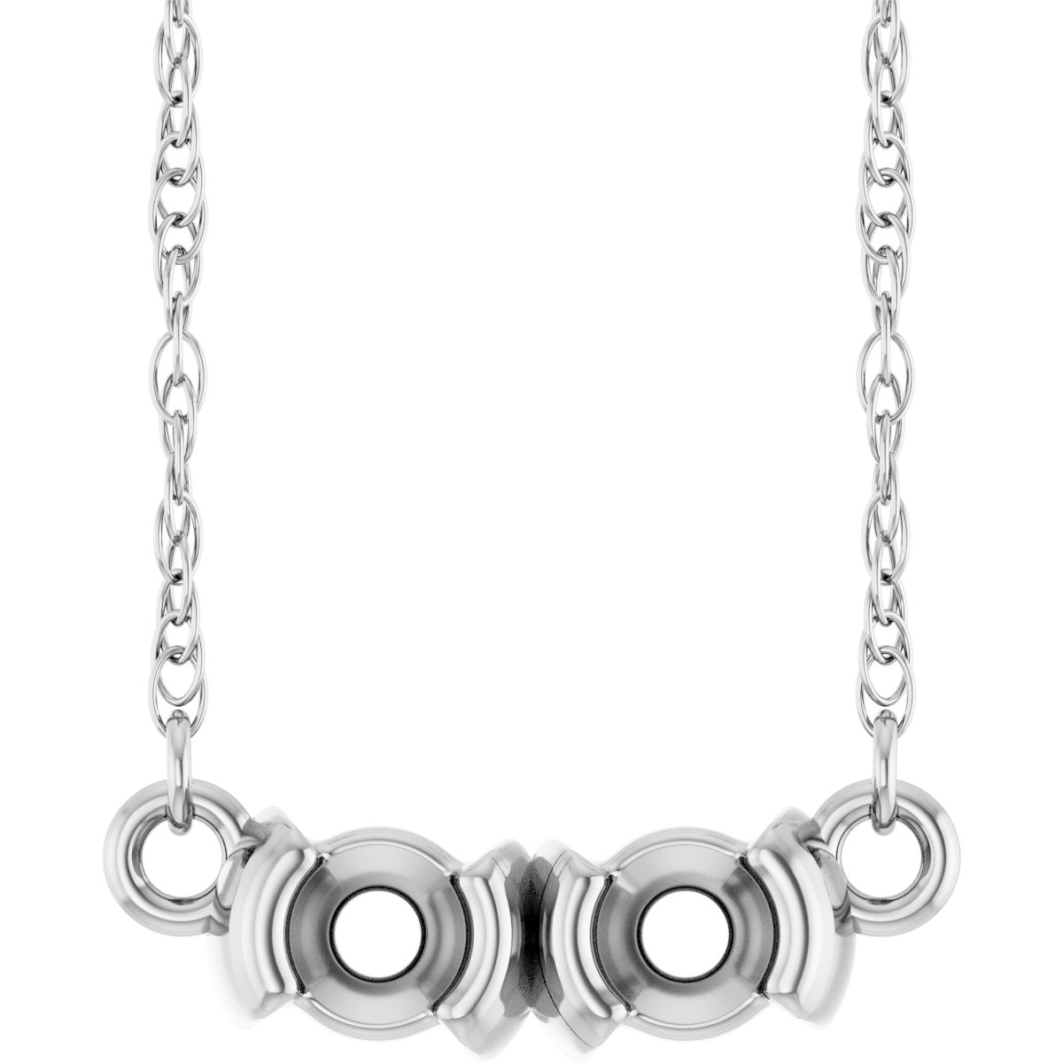 Family Half-Bezel Bar Necklace or Center