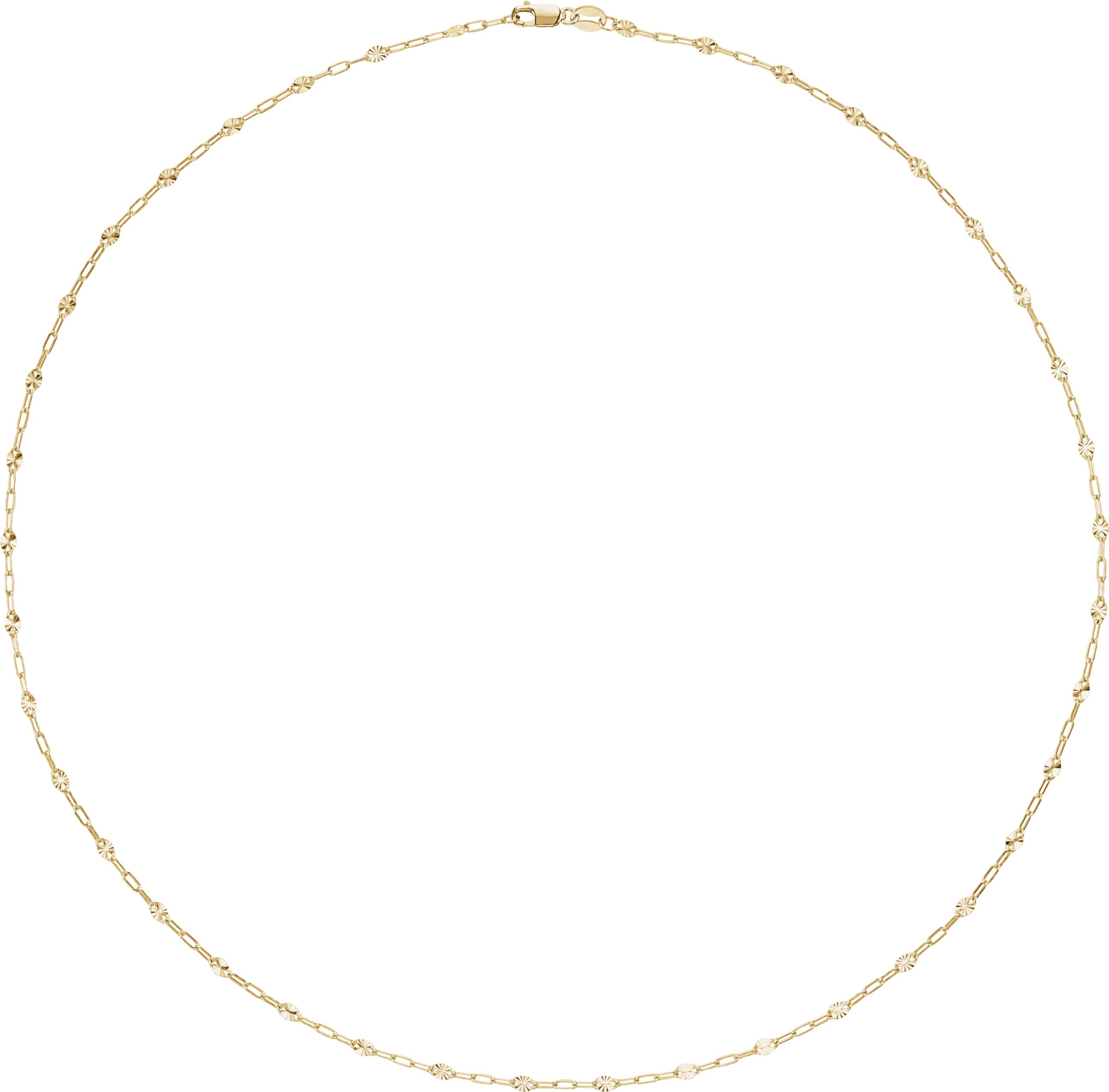 14K Yellow Gold-Filled 2.5 mm Light Paperclip-Style Starburst Mirror 20 Chain