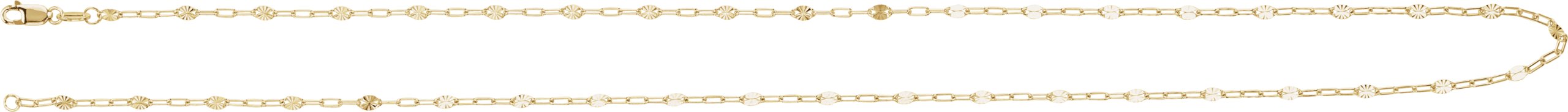 14K Yellow Gold-Filled 2.5 mm Light Paperclip-Style Starburst Mirror 20 Chain