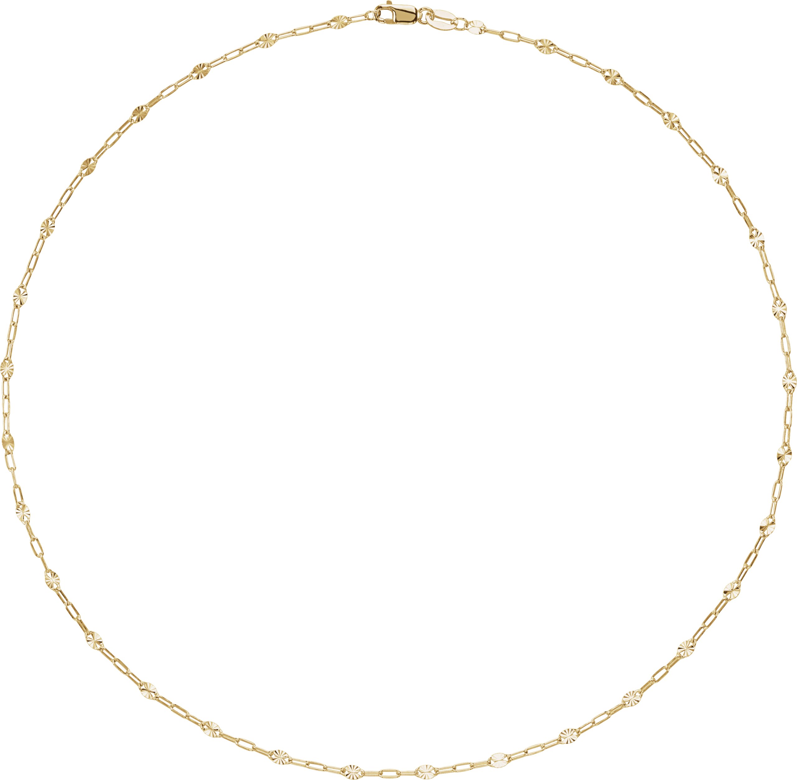 14K Yellow Gold-Filled 2.5 mm Light Paperclip-Style Starburst Mirror 16 Chain