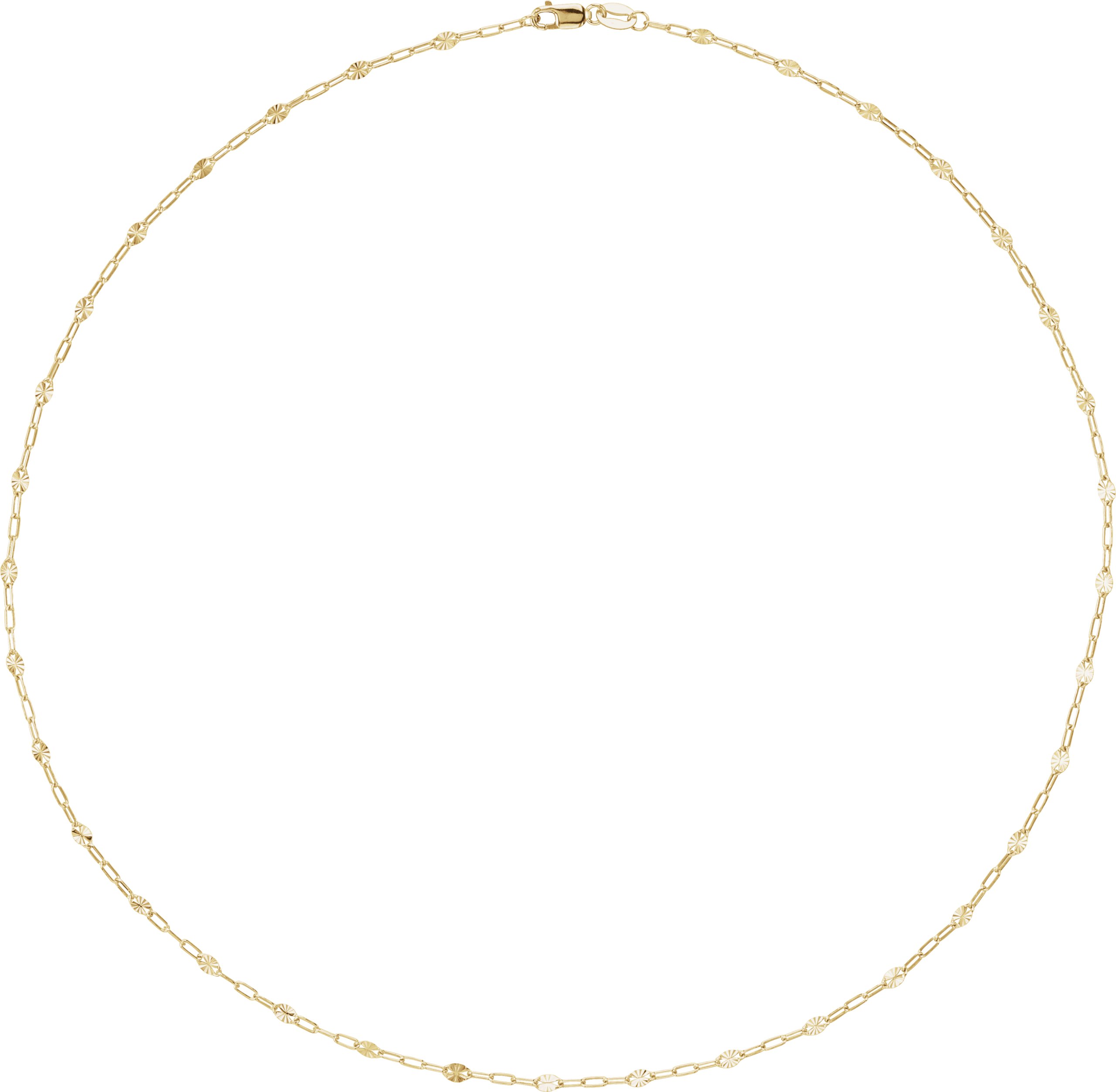 14K Yellow Gold-Filled 2.5 mm Light Paperclip-Style Starburst Mirror 18 Chain