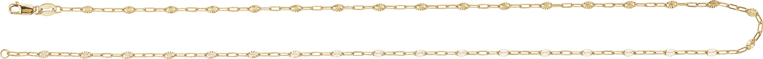 14K Yellow Gold-Filled 2.5 mm Light Paperclip-Style Starburst Mirror 18 Chain
