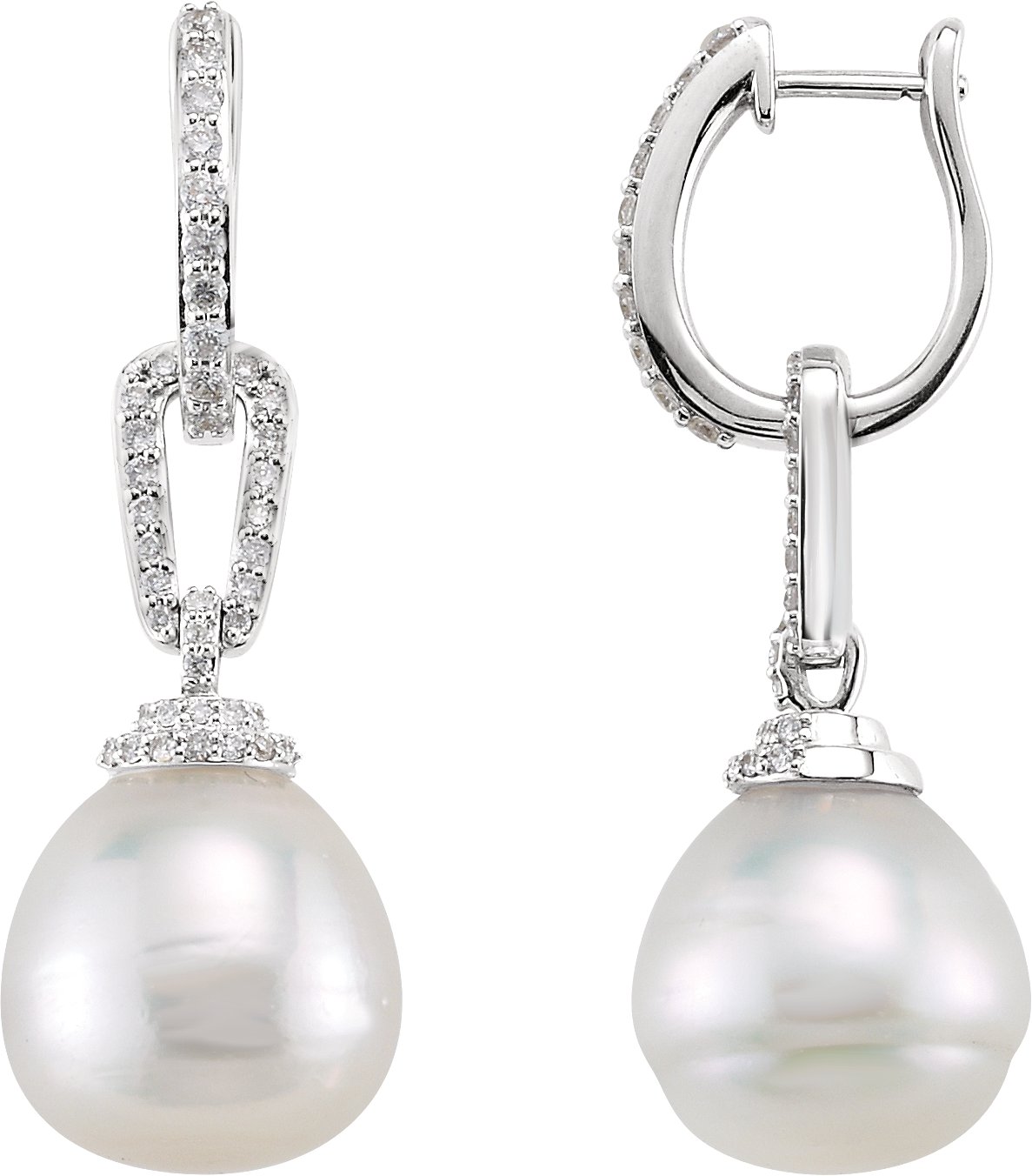 14K White Cultured South Sea Pearl and .50 CTW Diamond Earrings Ref. 7887956