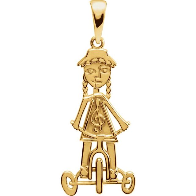 14K Yellow Little Red Tricycle Pendant