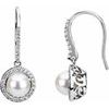 14K White Freshwater Cultured Pearl and .50 CTW Diamond Earrings Ref. 2732574