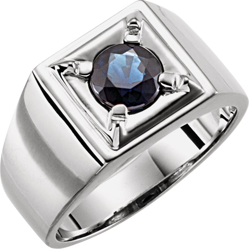 14K White Natural Blue Sapphire Illusion Ring