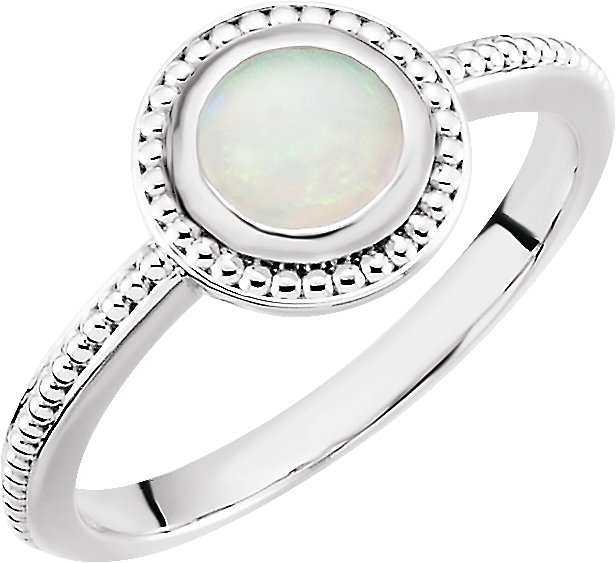 Opal Beaded Design Bezel Ring alebo neosadený