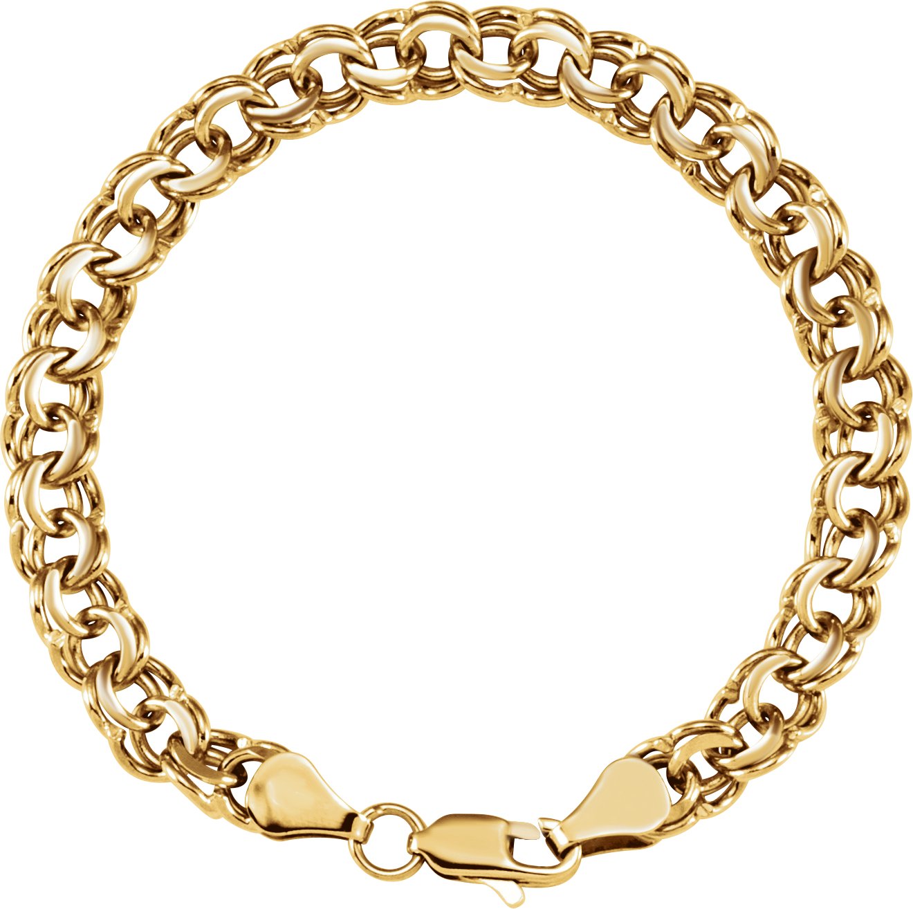 14K Yellow 7 mm Solid Double Link Charm 7" Bracelet