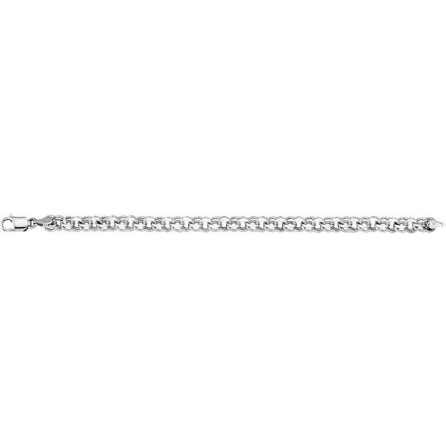 14K White 7 mm Solid Double Link Charm 7