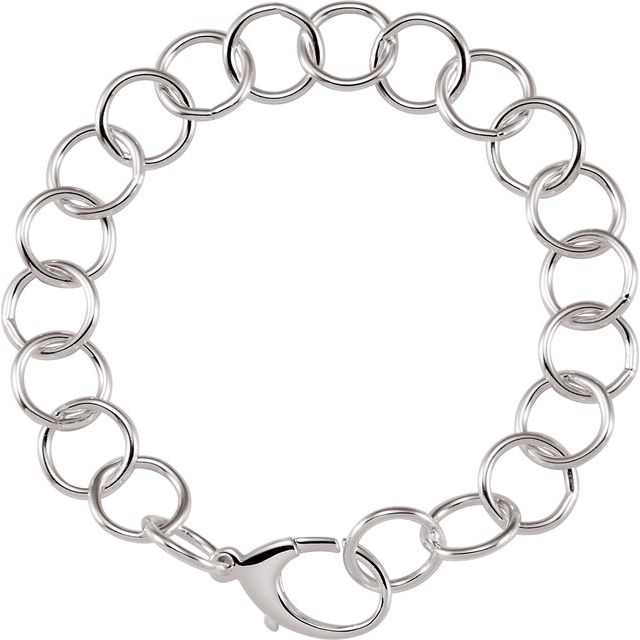 Sterling Silver 12 mm Ring Link 8 Chain
