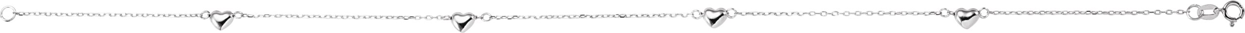 14K White .75 mm Diamond-Cut Cable Heart 10" Anklet 