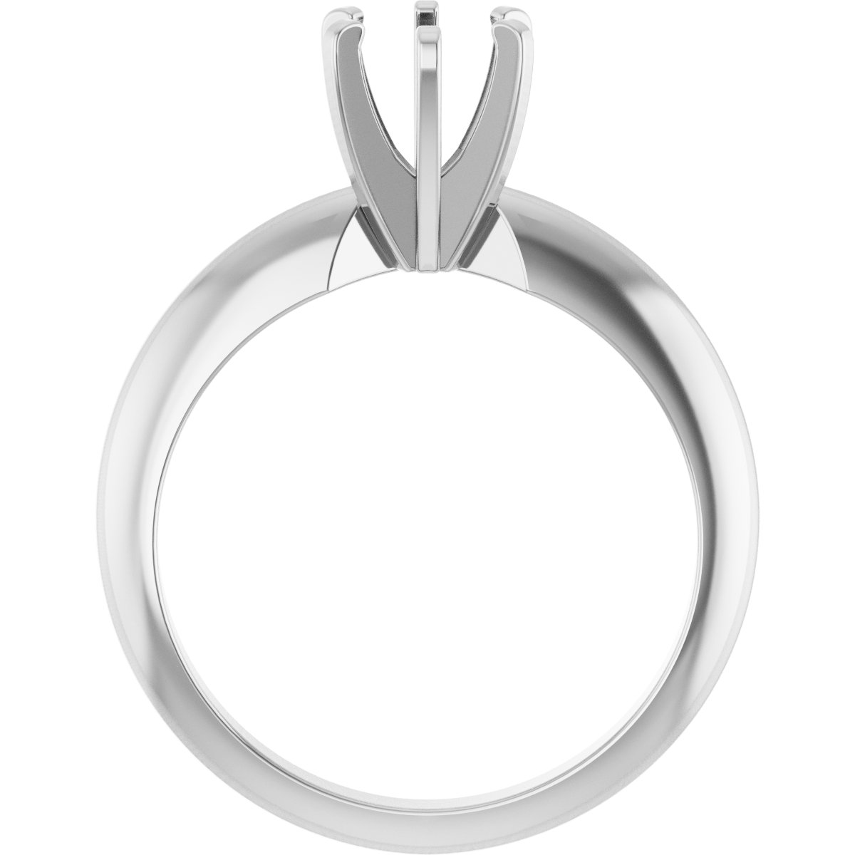 14K White 5.4-5.7 mm Round Heavy 6-Prong Engagement Ring Mounting-2