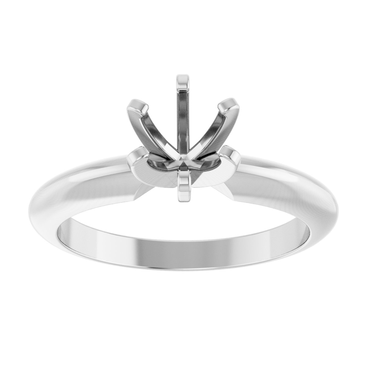 14K White 5.4-5.7 mm Round Heavy 6-Prong Engagement Ring Mounting-3